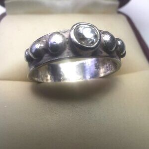 Vintage Canadian Artisan Signed 925 Sterling Silver Bubble Band Ring Size 5.5